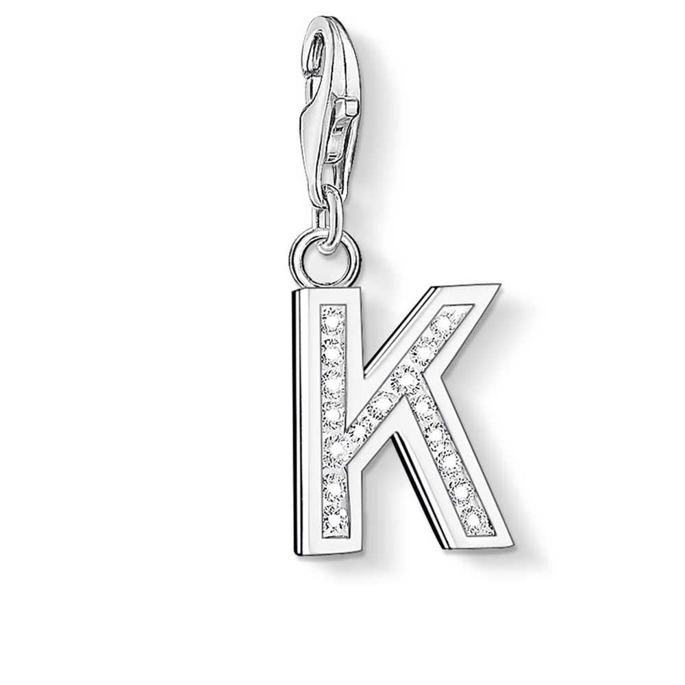 Letter K with CZ Crystals Charm (Silver) | Thomas Sabo | Luby