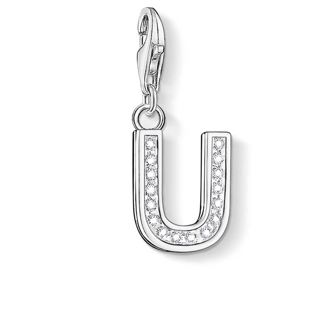 Letter U with CZ Crystals Charm (Silver) | Thomas Sabo | Luby