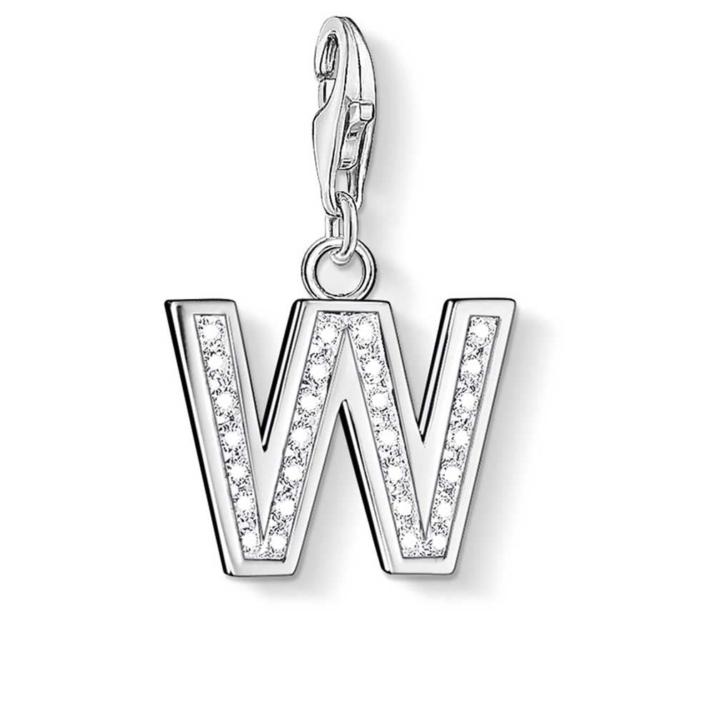 Letter W with CZ Crystals Charm (Silver) | Thomas Sabo | Luby
