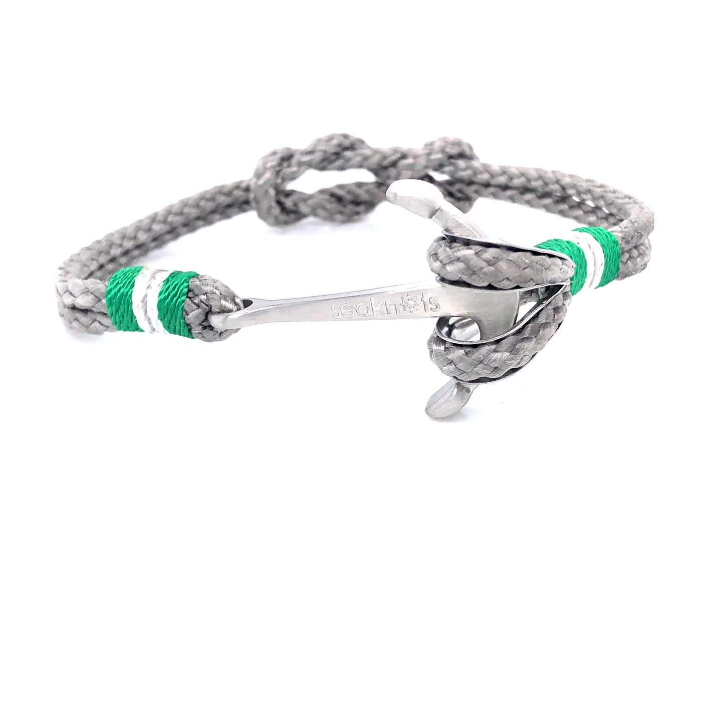 Light Grey Double Rope with Silver Anchor Bracelet (Grey/Silver) | SEAKNOTS | Luby