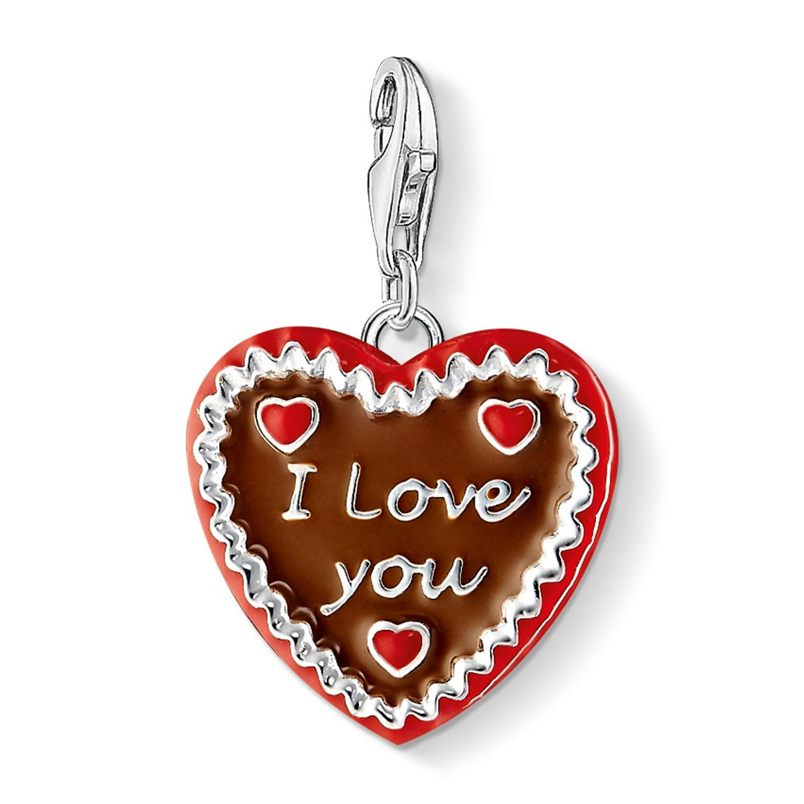 Gingerbread Heart "I Love You" Charm (Silver/Red/Brown) | Thomas Sabo | Luby