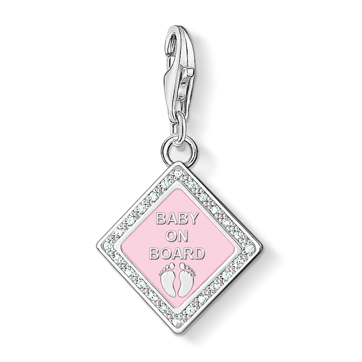 Baby on Board Sign Charm (Silver/Pink) | Thomas Sabo | Luby
