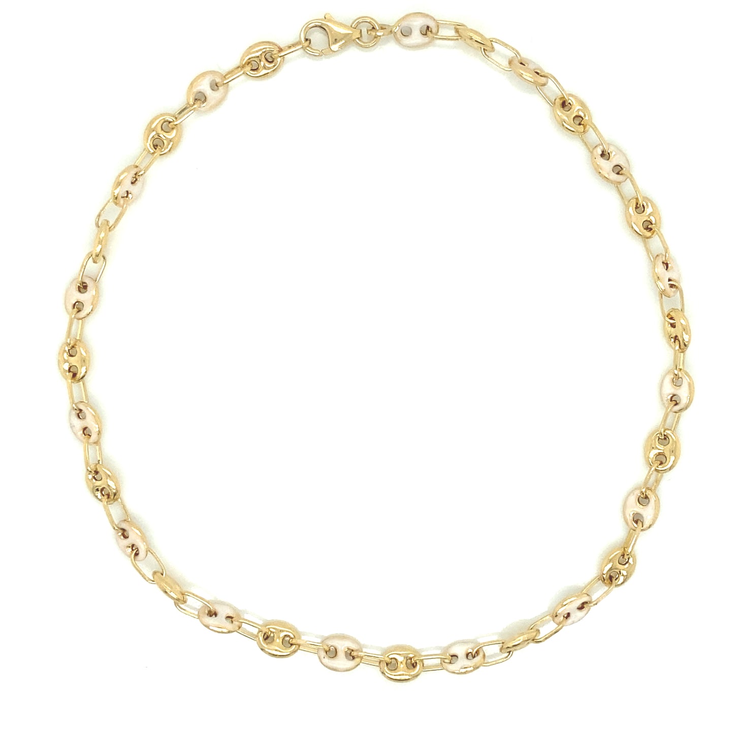 14K Gold Oval Lin White Enamel Anklet | Luby Gold Collection | Luby