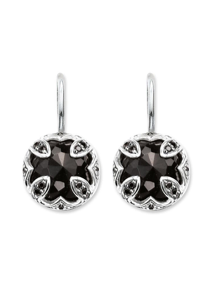 Purity of Lotos Drop Earrings (Silver/Black) | Thomas Sabo | Luby