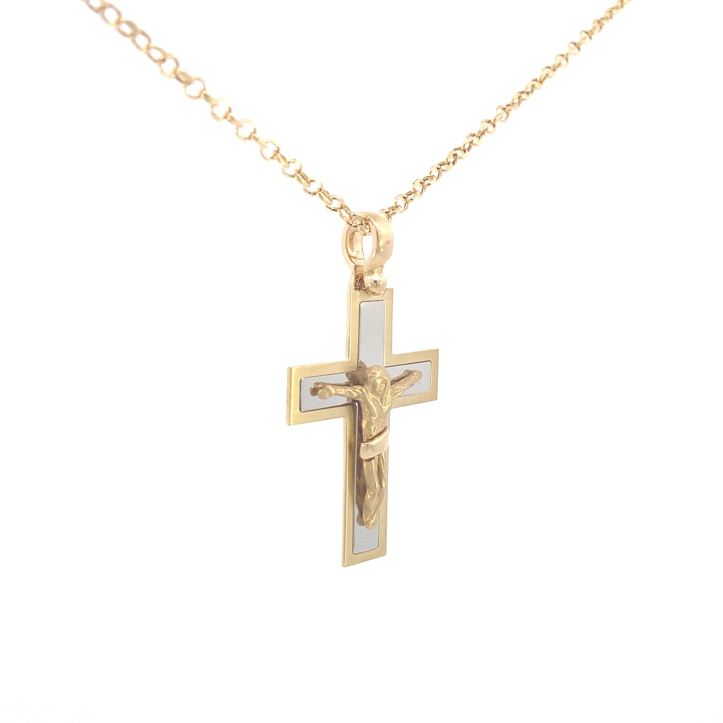 14K Gold Jesus Cross Two Tone | Luby Gold Collection | Luby