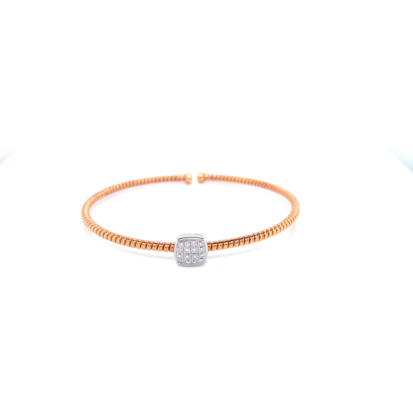 WHITE & ROSE GOLD DIAMONDS BANGLE | Simon G | Luby