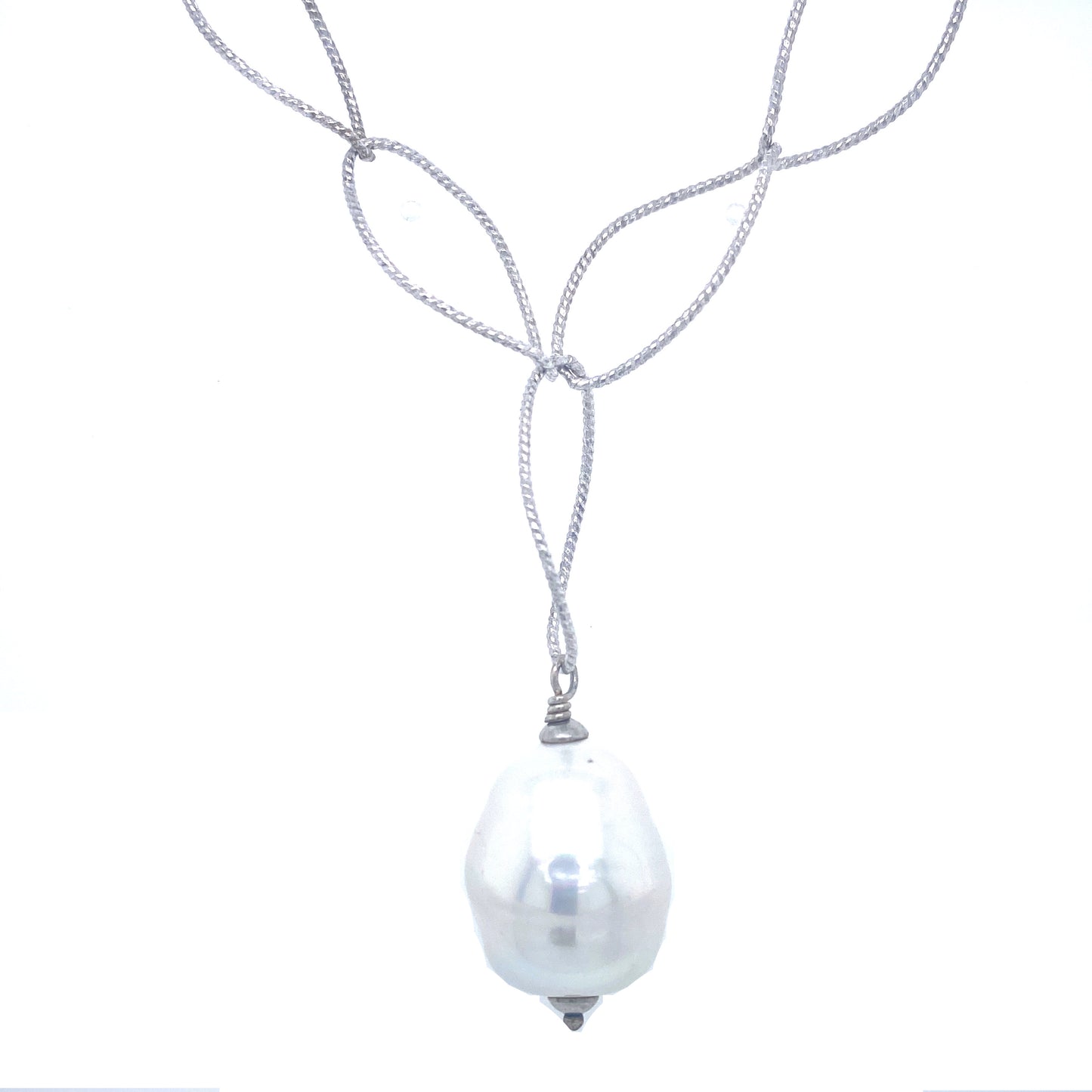 White Barrel Baroque Pearl Oval Link Chain Necklace | Joia De Majorca | Luby