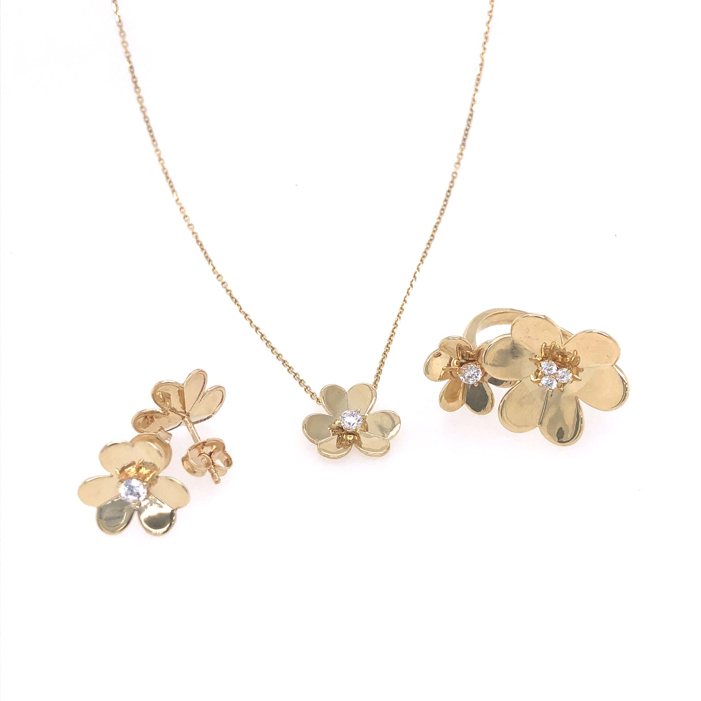 10K Gold Flower Set With Zircon | Luby Gold Collection | Luby