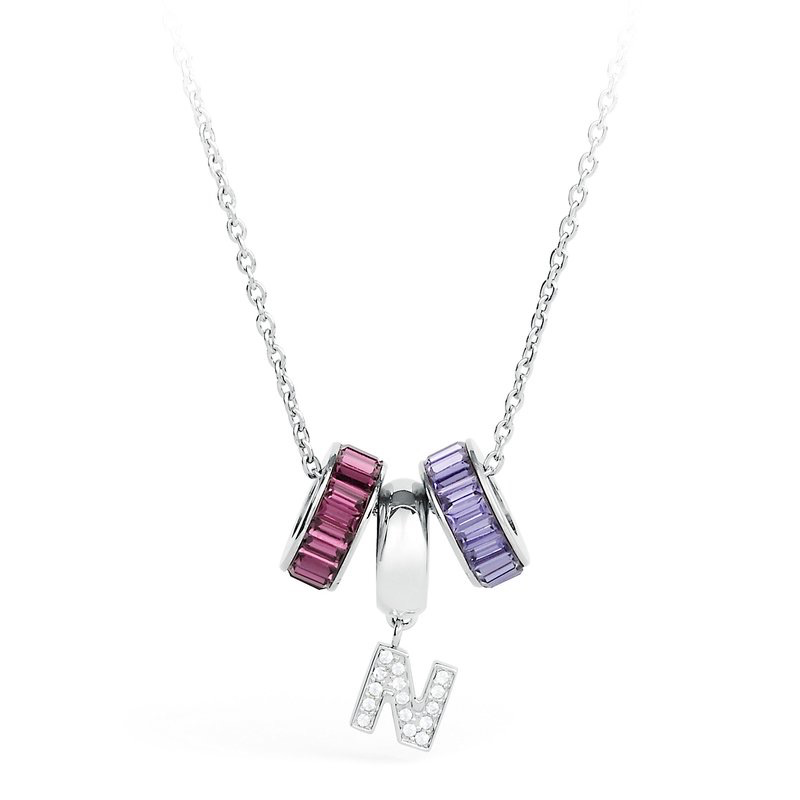 Très Jolie Letter N and Crystals Pendant Necklace (Silver) | Brosway Italia | Luby