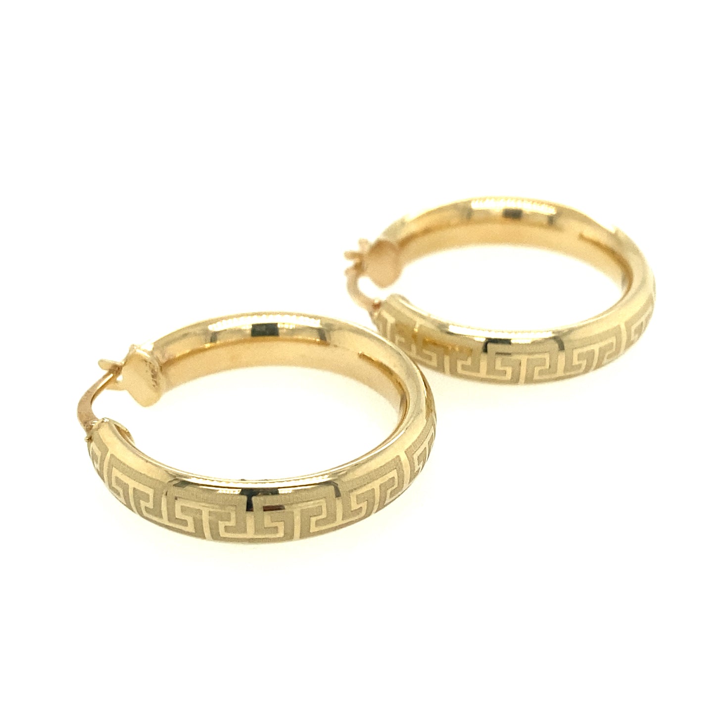 14K Medium Hologram Print Hoops | Luby Gold Collection | Luby