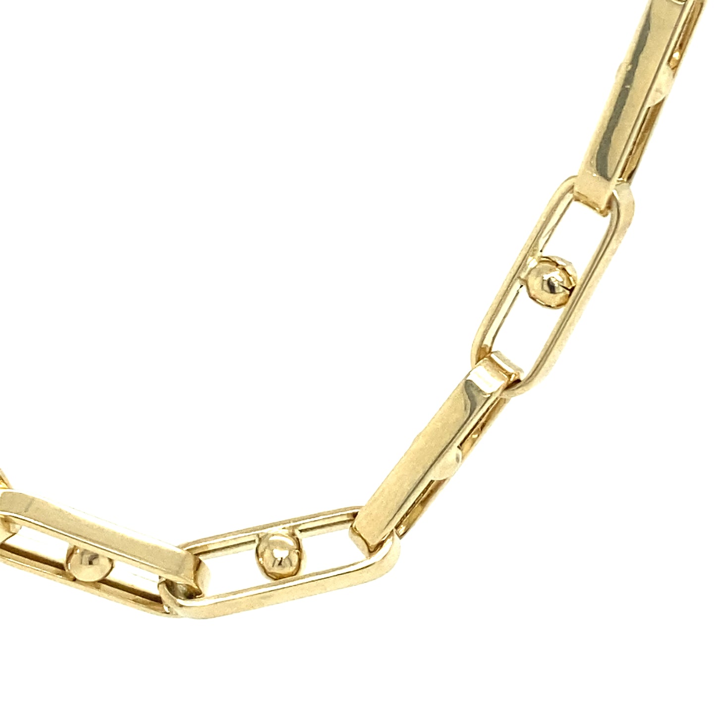 14K Gold Flat Oval Link With Ball Chain | Luby Gold Collection | Luby