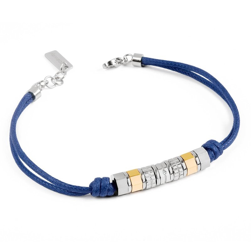 Octagon Blue Leather Bracelet (Blue/Silver/Gold) | Brosway Italia | Luby