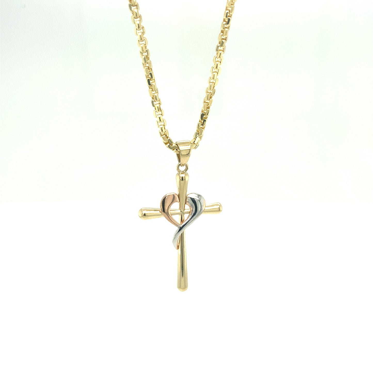 14K Gold Cross with 3/C Heart Pendant | Luby Gold Collection | Luby