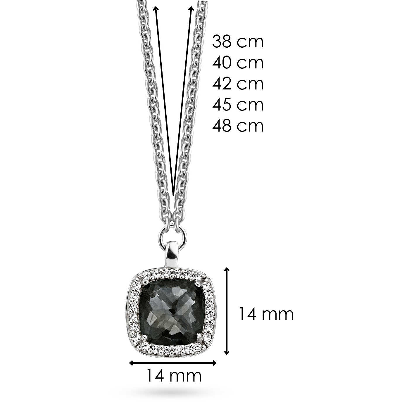 BLACK SOLITAIRE HALO NECKLACE | Ti Sento Milano | Luby