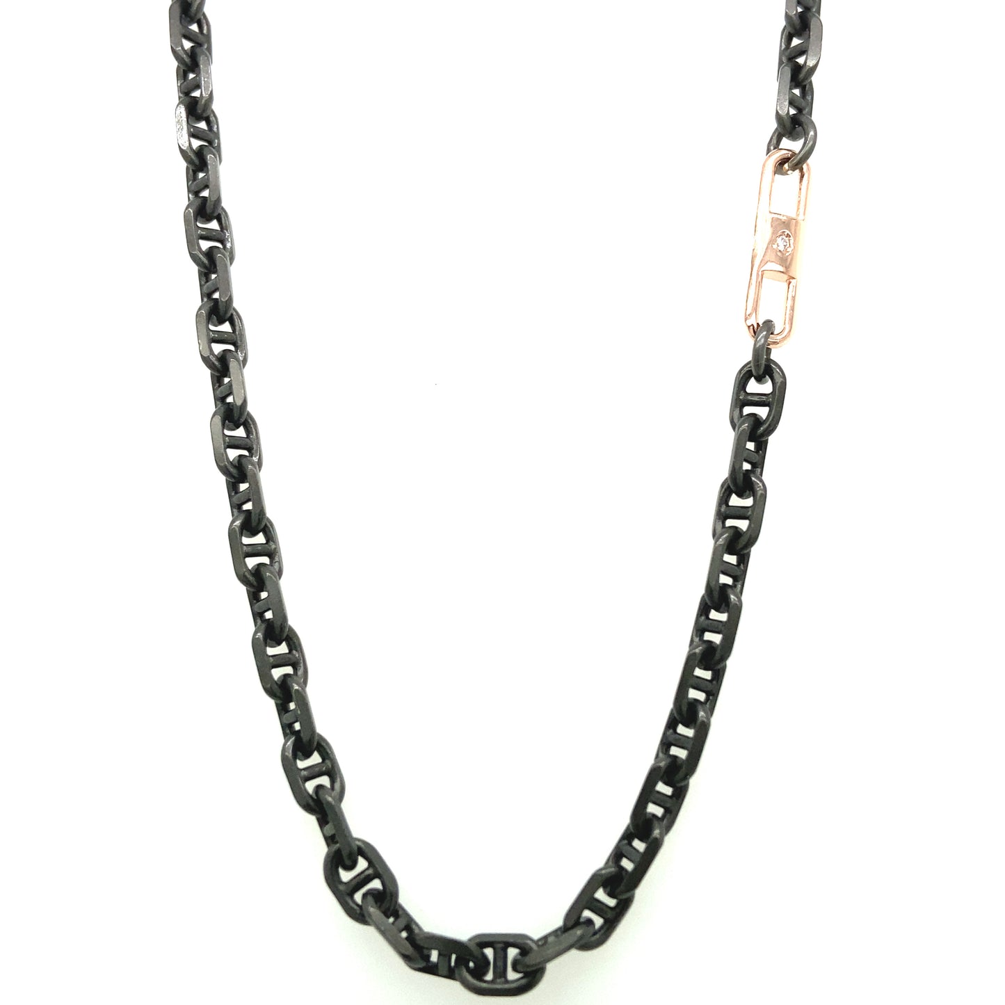 SILVER AND RUTHENIUM NECKLACE WITH ROSE-GOLD PLATED ELEMENT | BORSARI | Luby