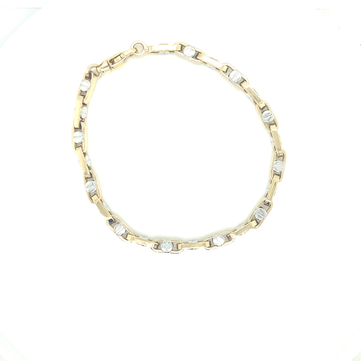 14k Gold Link with White Nail Bracelet | Luby Gold Collection | Luby