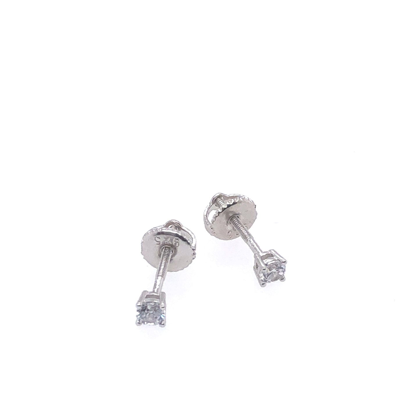 Small Sterling Silver Round Brilliant Cut Stud Earrings | Luby Silver Collection | Luby