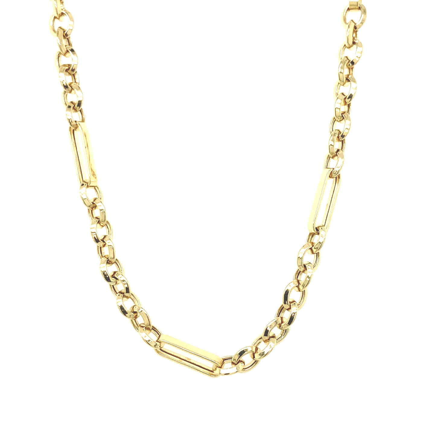 14K Gold Rolo and Long Link Necklace- 3MM | Luby Gold Collection | Luby