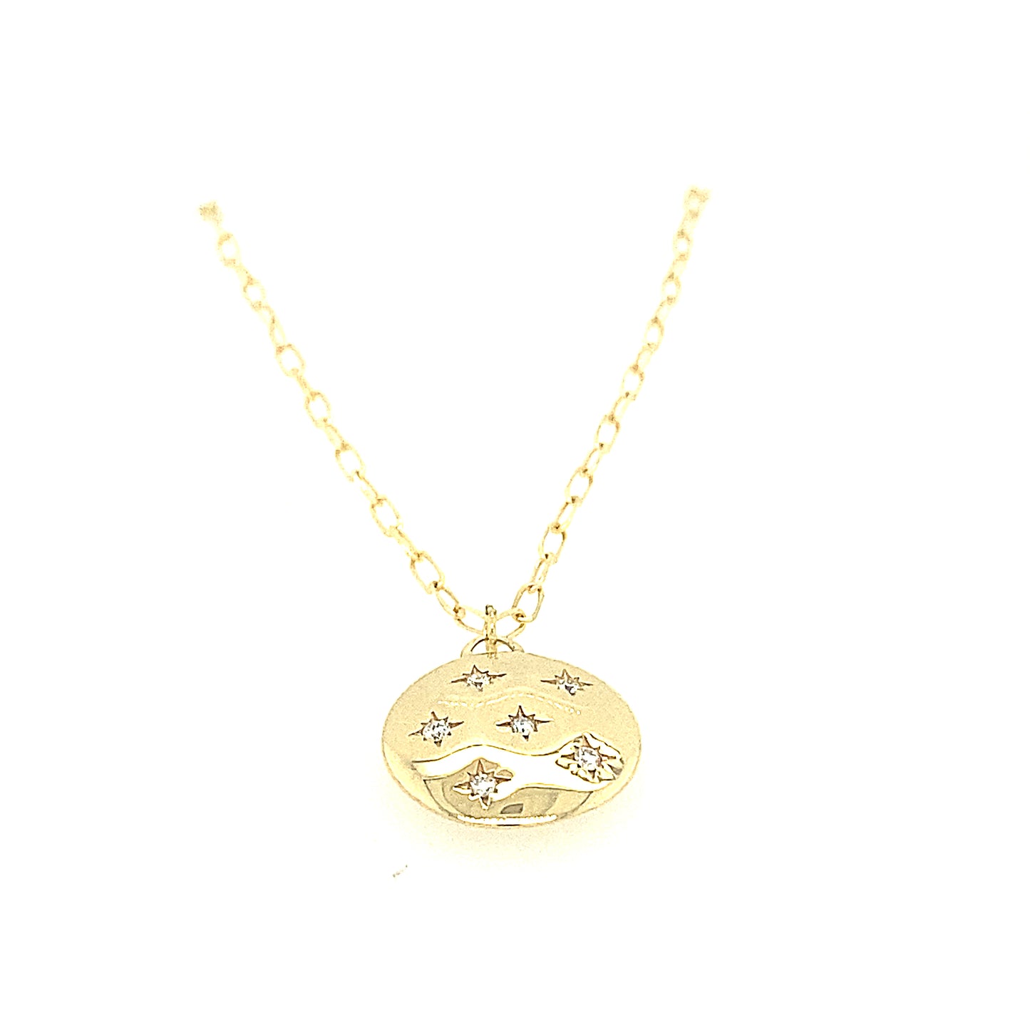 14K Diamond Star Cluster Medallion Necklace | Luby Gold Collection | Luby