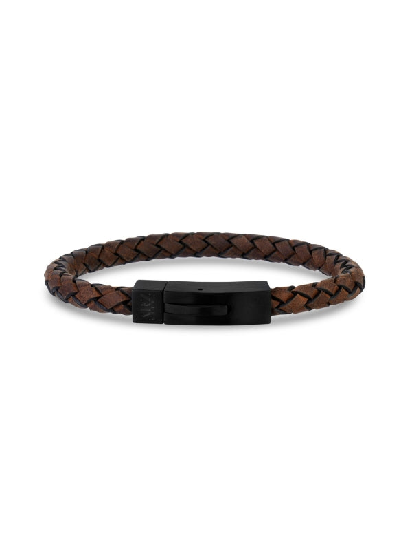 Brown Leather Clasp Bracelet | ARZ Steel | Luby