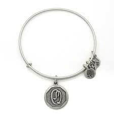 Letter Q Charm Bangle Bracelet (Silver) | Alex and Ani | Luby