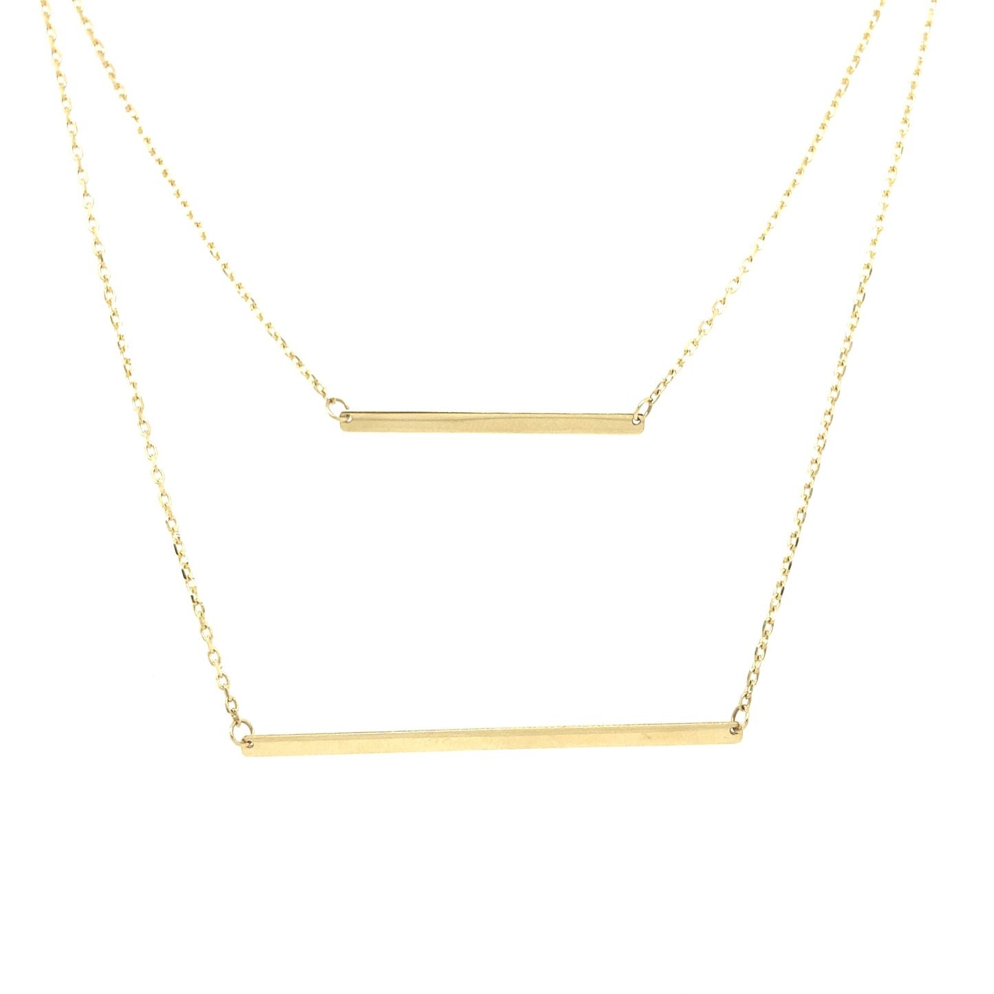 14K DOUBLE CHAIN NECKLACE WITH LINE | Luby Gold Collection | Luby