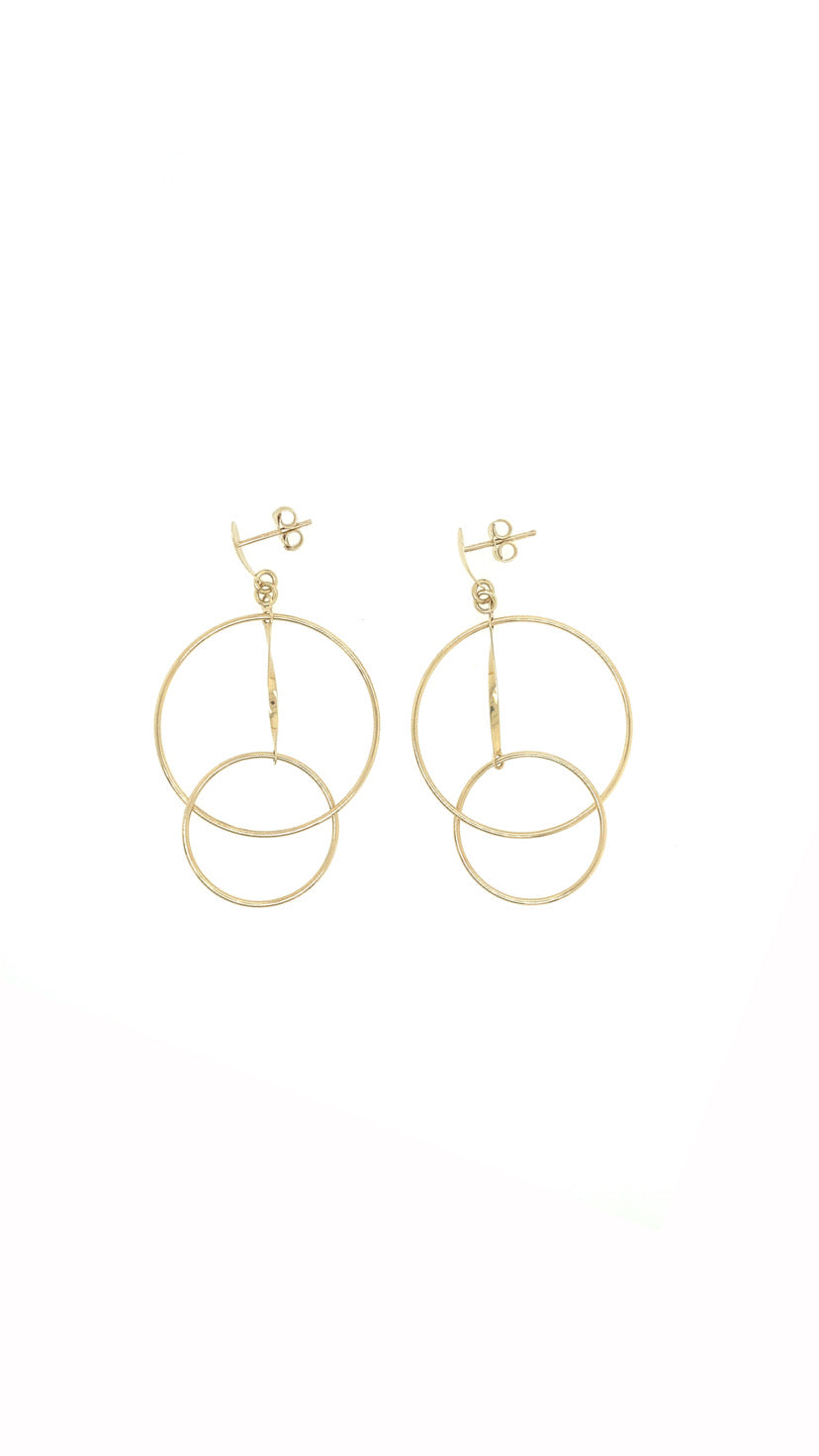 14K CIRCLE LONG EARRINGS | Luby Gold Collection | Luby