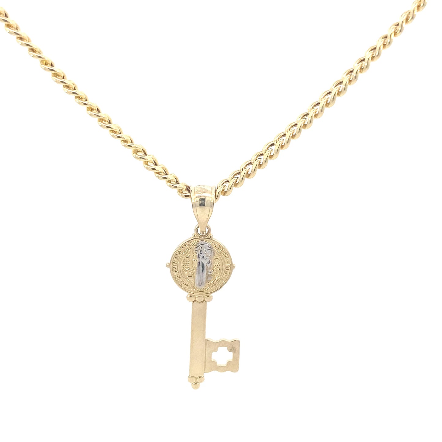 14K Gold 2-tone Key Pendant with Image | Luby Gold Collection | Luby
