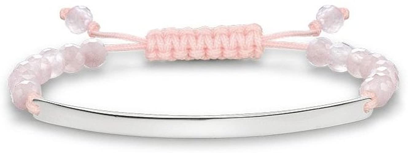 Glam Love Bridge Rose Quartz Stones Nylon Bracelet (Silver/Pink) | Thomas Sabo | Luby