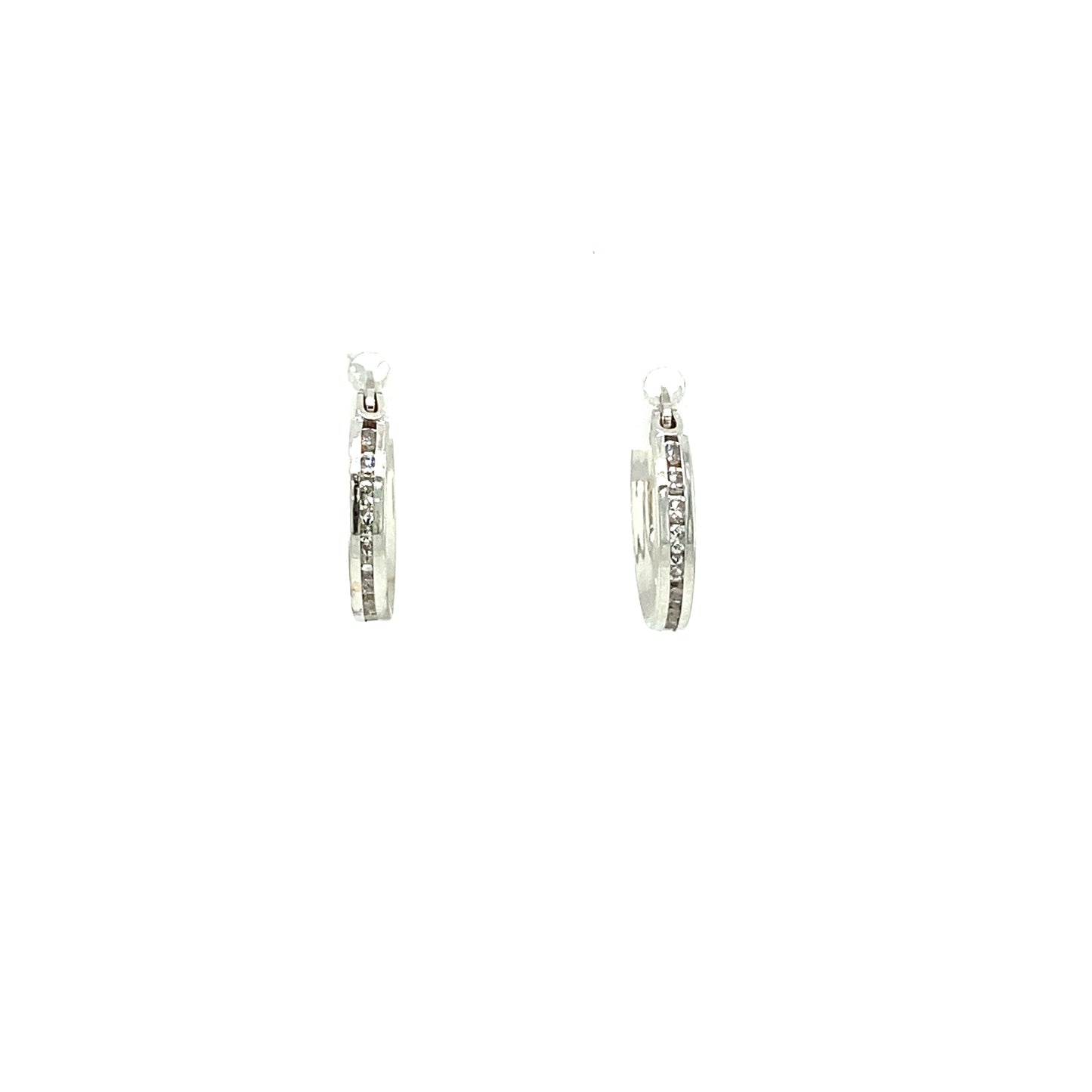 WHITE HOOPS EARRINGS WITH CZ | Luby Gold Collection | Luby