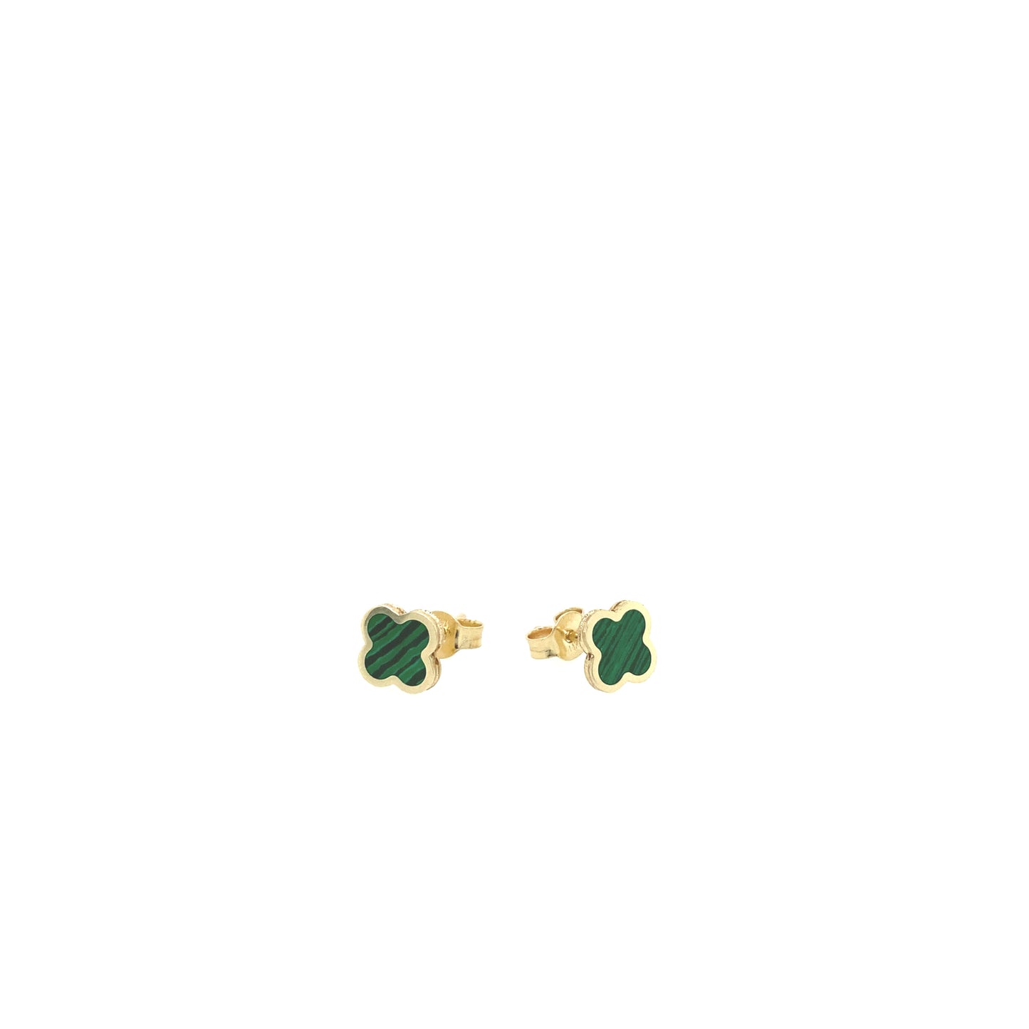14K Gold Malachite Flower Stud Earrings | Luby Gold Collection | Luby