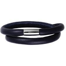 Blue Double Wrap Leather Bracelet (Silver/Blue) | Endless Jewelry | Luby