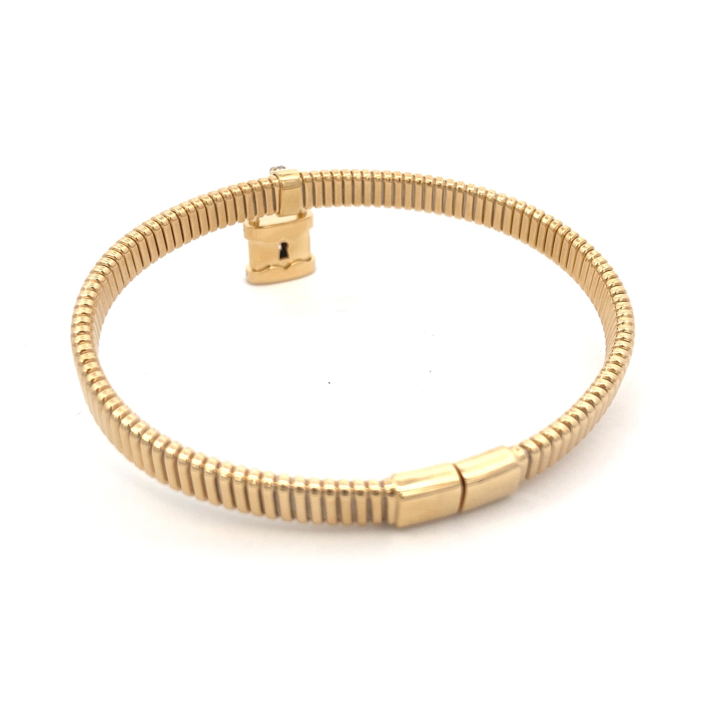 Simon G Bangle Bracelet with Dangling Lock in 18K Gold With Diamonds | Simon G | Luby