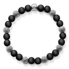 Forever Rebel Obsidian Stones Bracelet (Silver/Black) | Thomas Sabo | Luby