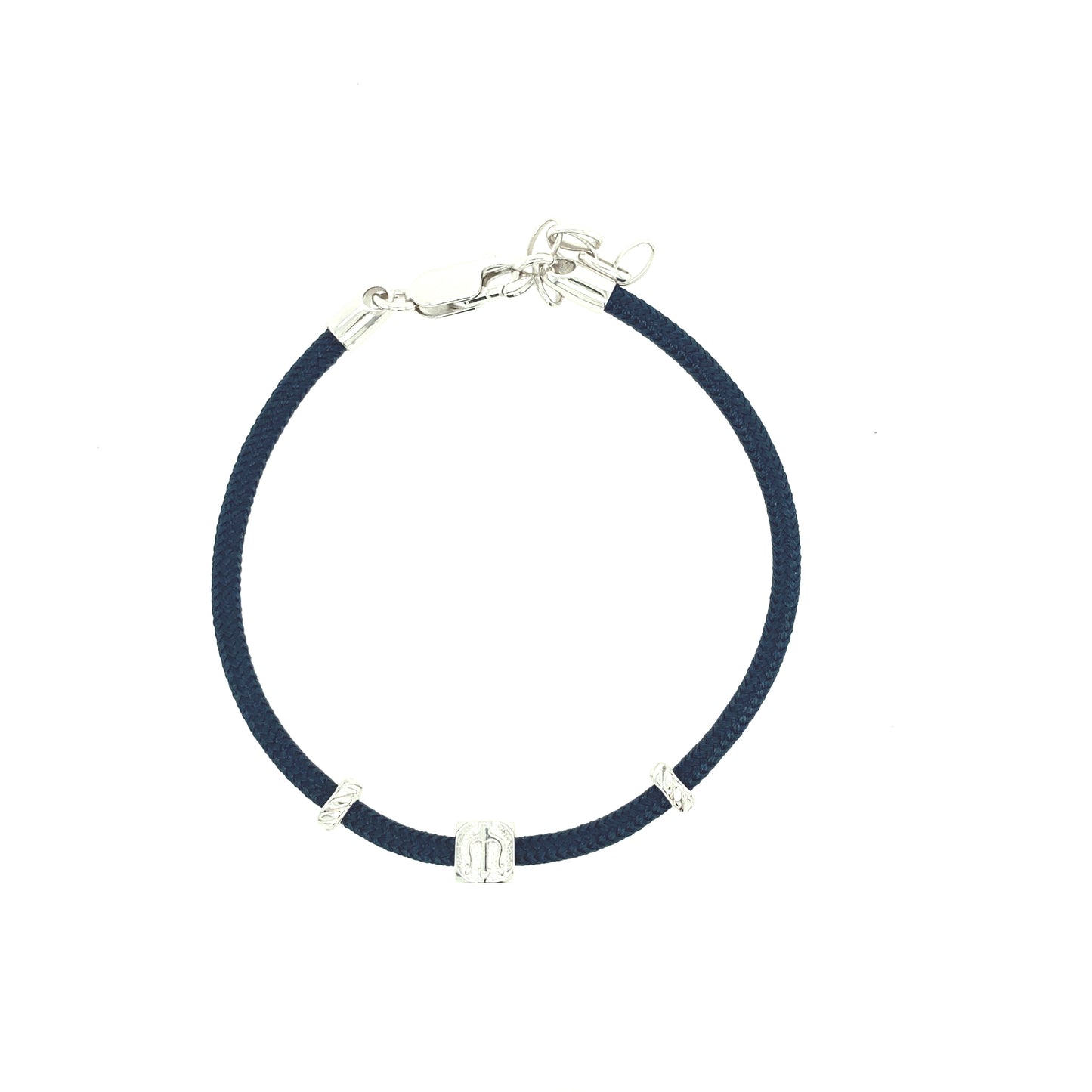 Sterling Silver Nylon Blue Navy Charm Trident | BORSARI | Luby