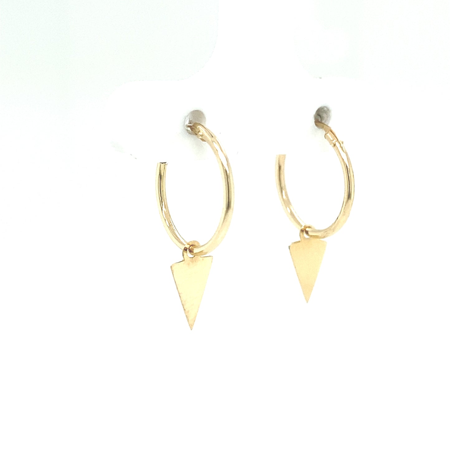 14K DANGLING TRIANGLE HUGGIE | Luby Gold Collection | Luby