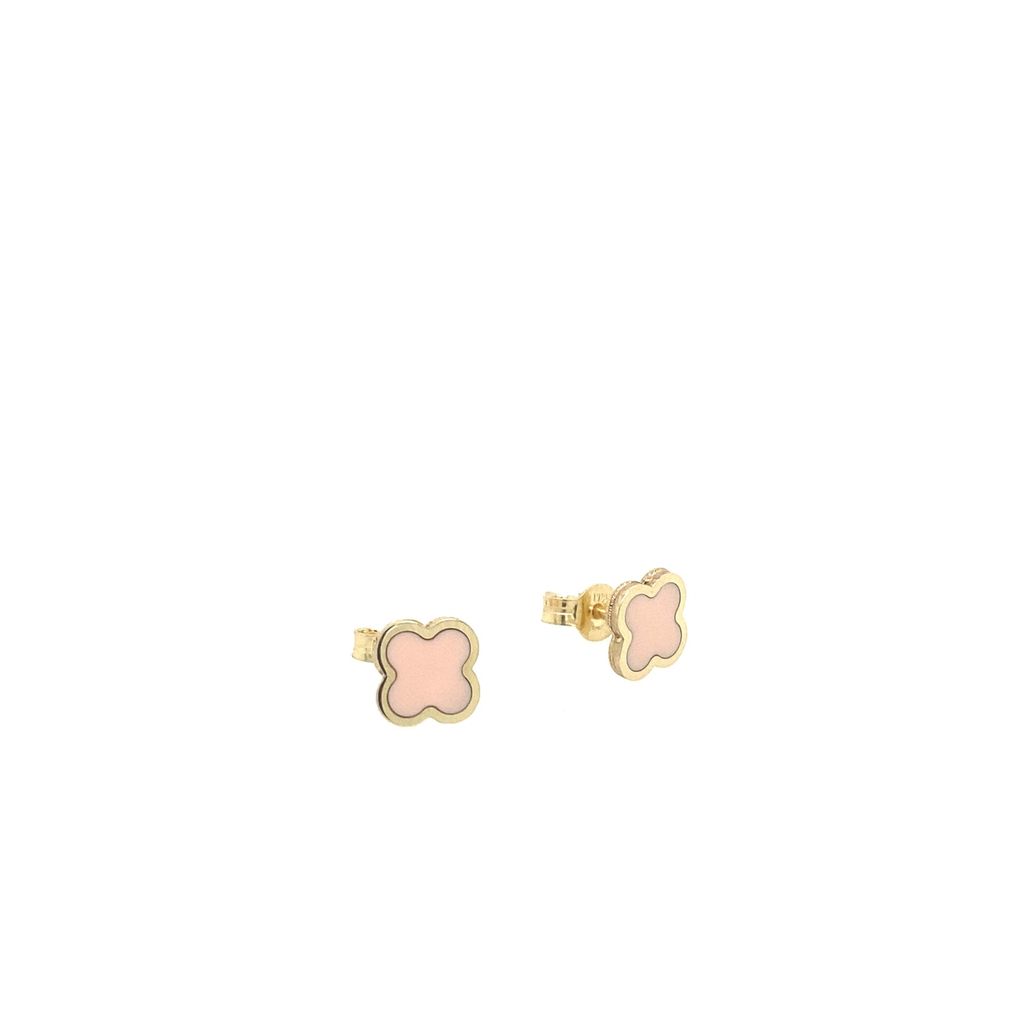 14k Gold Pink Flower Stud Earrings | Luby Gold Collection | Luby