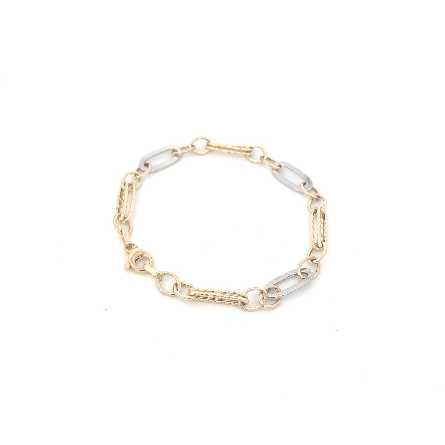 14K Gold 2-Tone Oval Links Bracelet | Luby Gold Collection | Luby