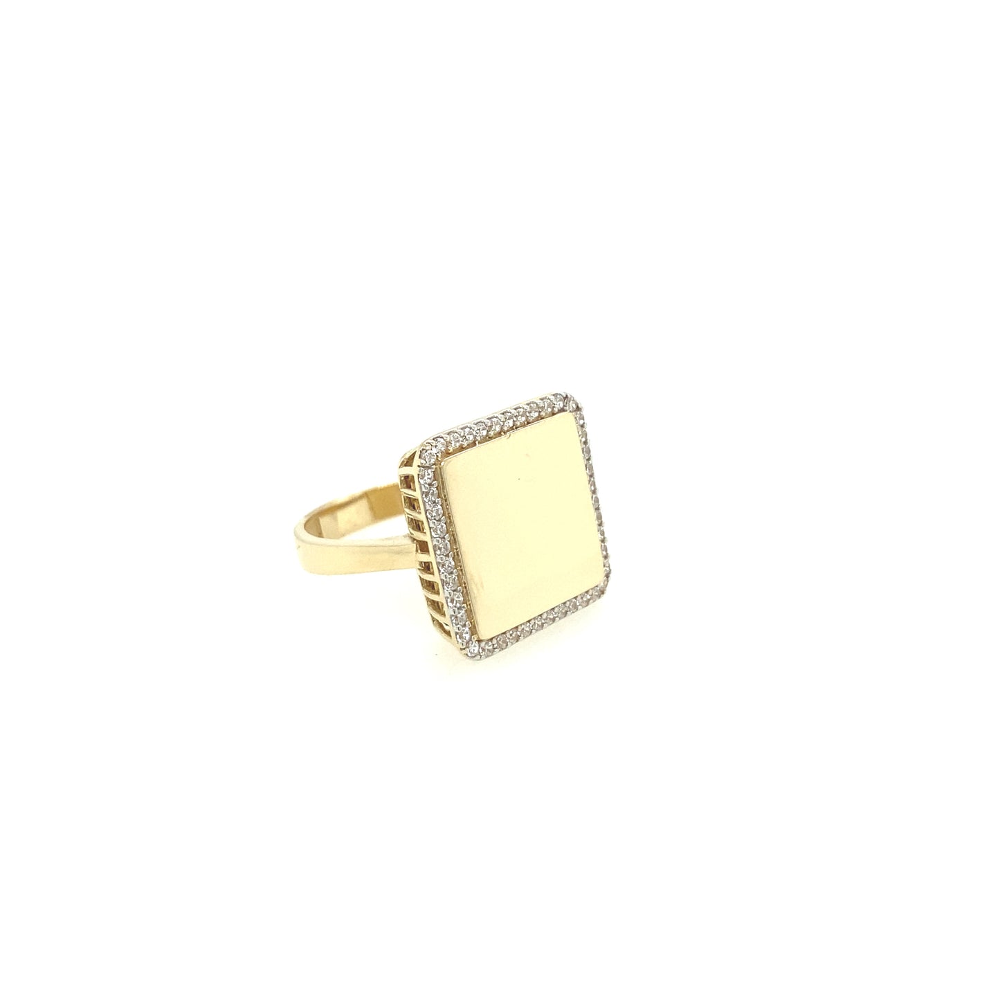 14k Gold Square Shape Ring with CZ | Luby Gold Collection | Luby