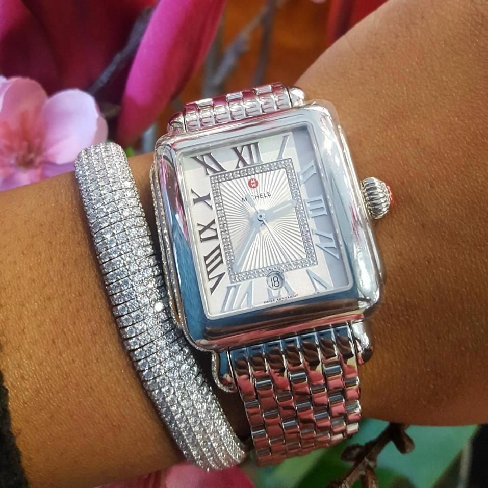 Deco Madison Silver Sunray Diamond Watch | Michele | Luby