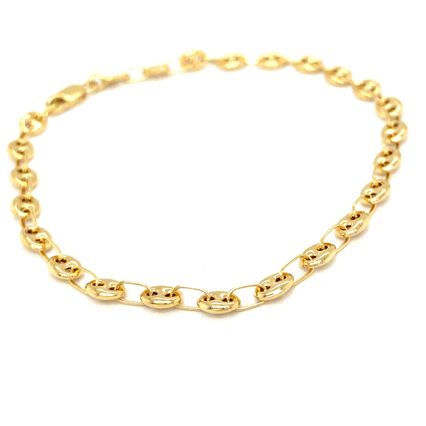 14k Gold Puff Link Bracc 4mm | Luby Gold Collection | Luby