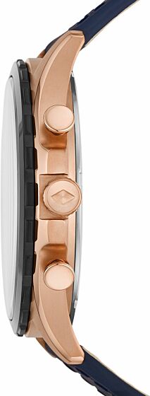 Forrester Chronograph Watch (Rose-Gold/Blue) | Fossil | Luby