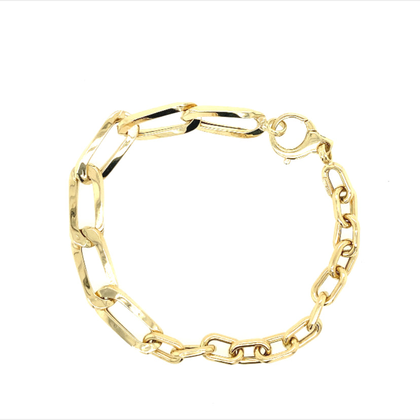 14k Gold Paper Clip and Chain Link Bracelet | Luby Gold Collection | Luby