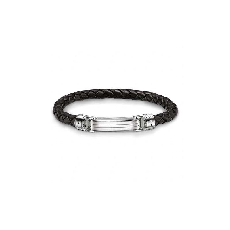 Rebel Classics Leather Bracelet (Silver/Black) | Thomas Sabo | Luby