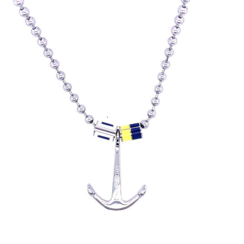 Chain 4mm w anchor/flags silver stainless steel | Seaknots | Luby