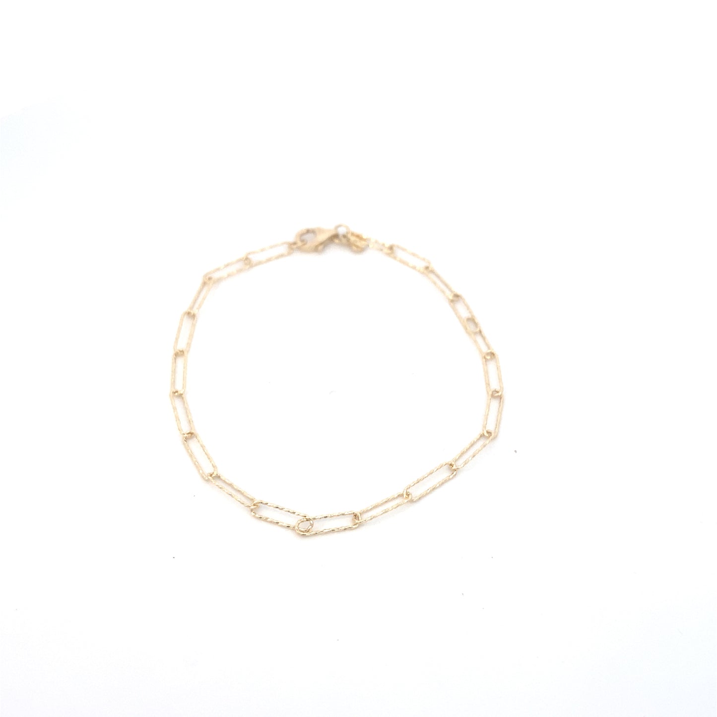 14K Gold Small Paper Clip Bracelet | Luby Gold Collection | Luby