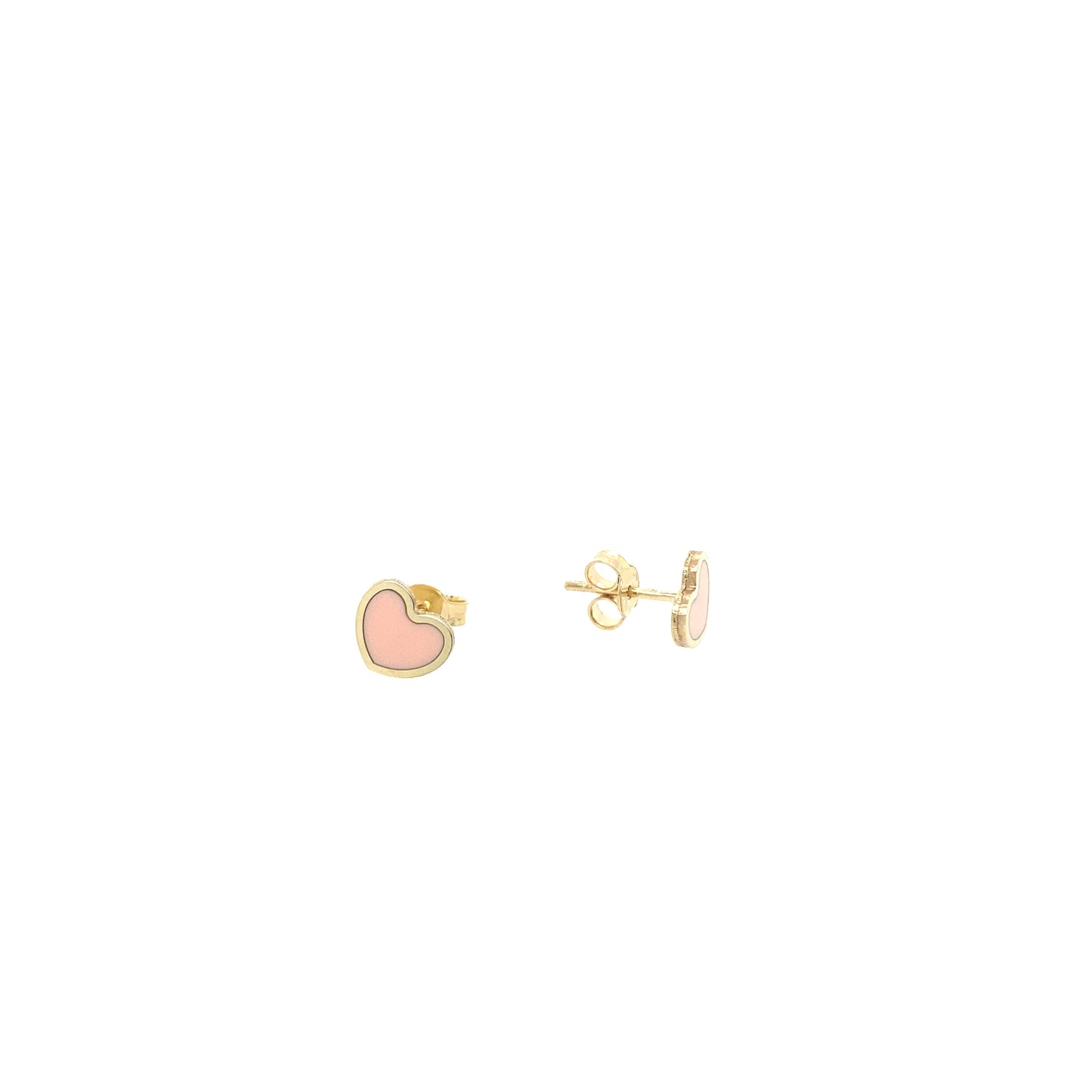 14k Gold Pink Enamel Heart Stud Earrings | Luby Gold Collection | Luby