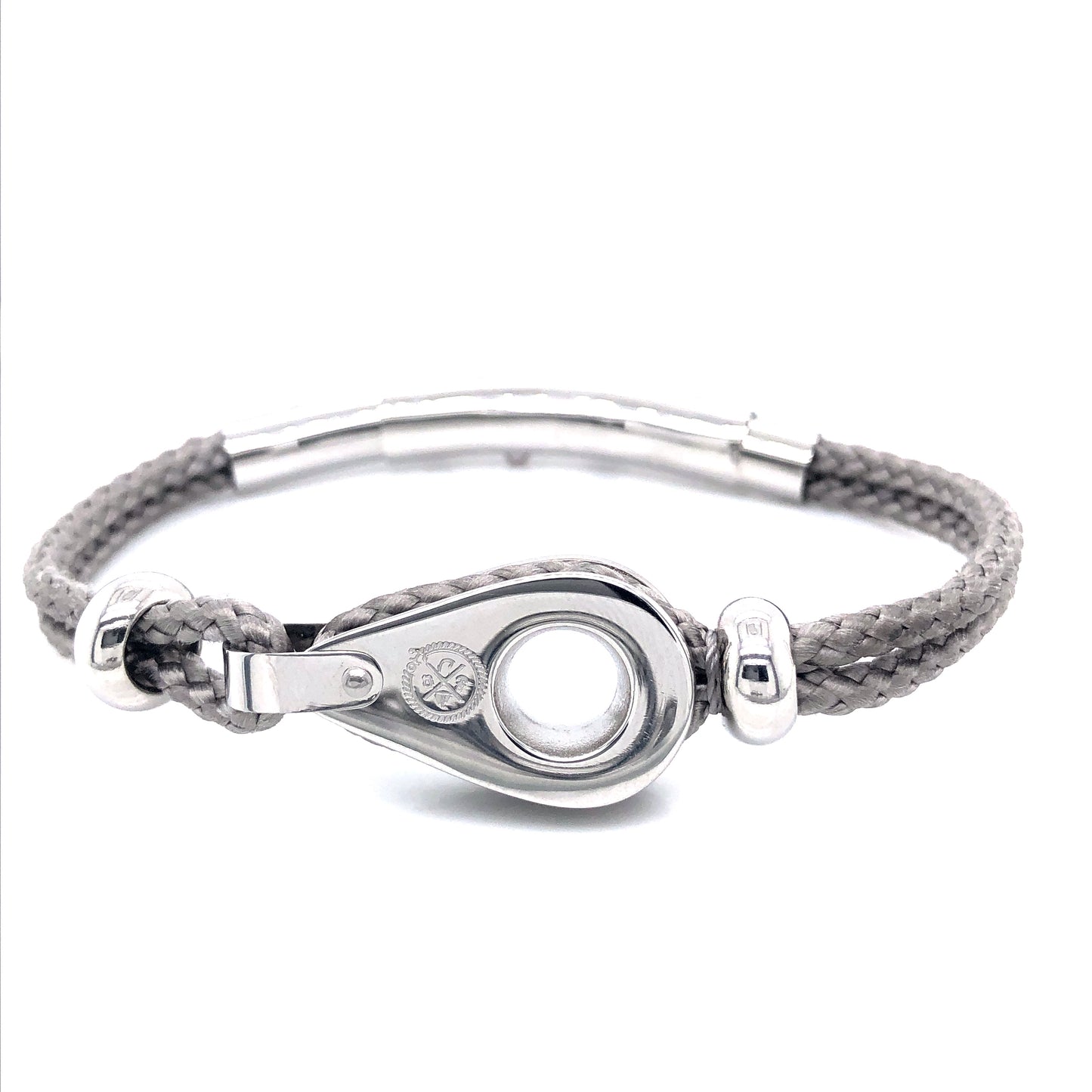 Light Grey Double Rope with Silver Pulley and Beads Bracelet (Grey/Silver) | SEAKNOTS | Luby