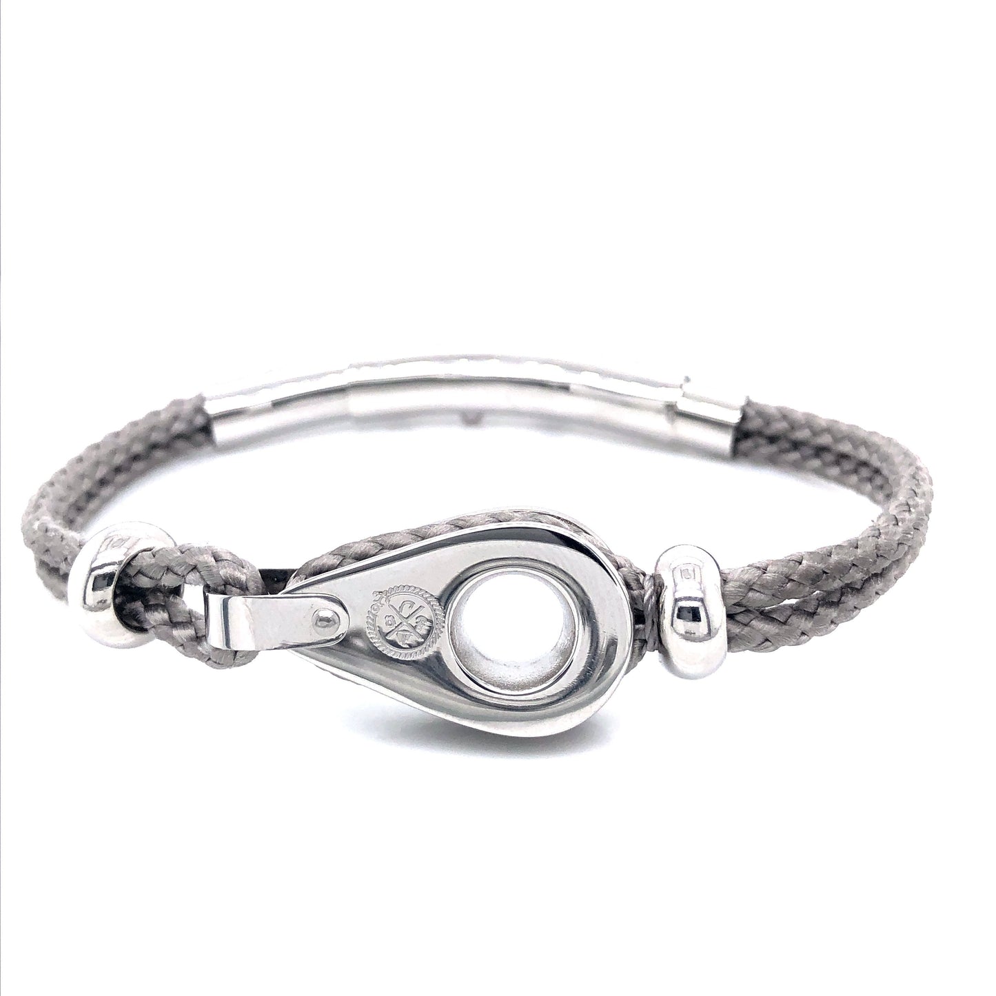 Light Grey Double Rope with Silver Pulley and Beads Bracelet (Grey/Silver) | SEAKNOTS | Luby