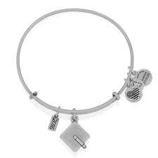 Graduation Hat Charm Bangle Bracelet (Silver) | Alex and Ani | Luby